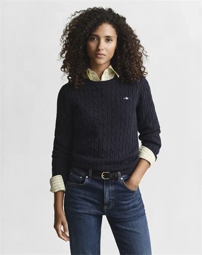 Gant - Cable C-Neck Strik - Evening Blue